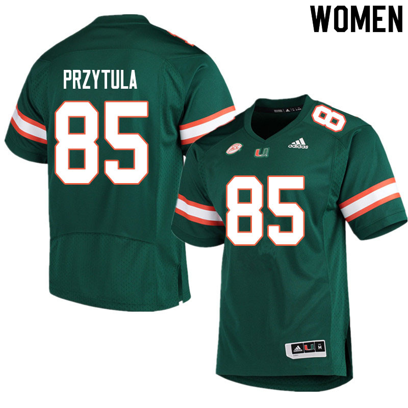 Women #85 Sebastian Przytula Miami Hurricanes College Football Jerseys Sale-Green